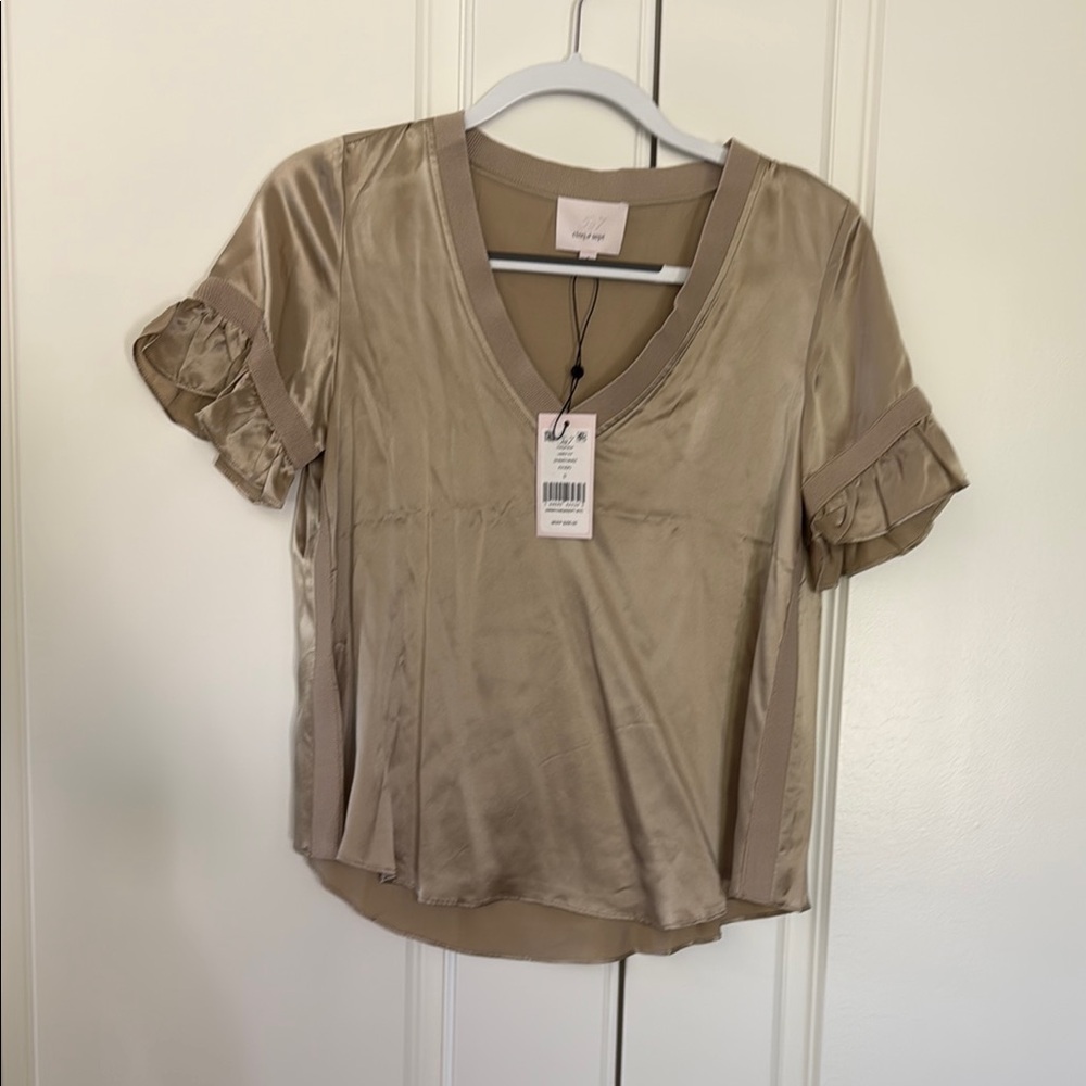 Cinq à Sept Beige Satin Blouse